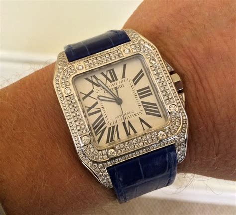 cartier santos titanium watch|cartier santos 100 diamond bezel.